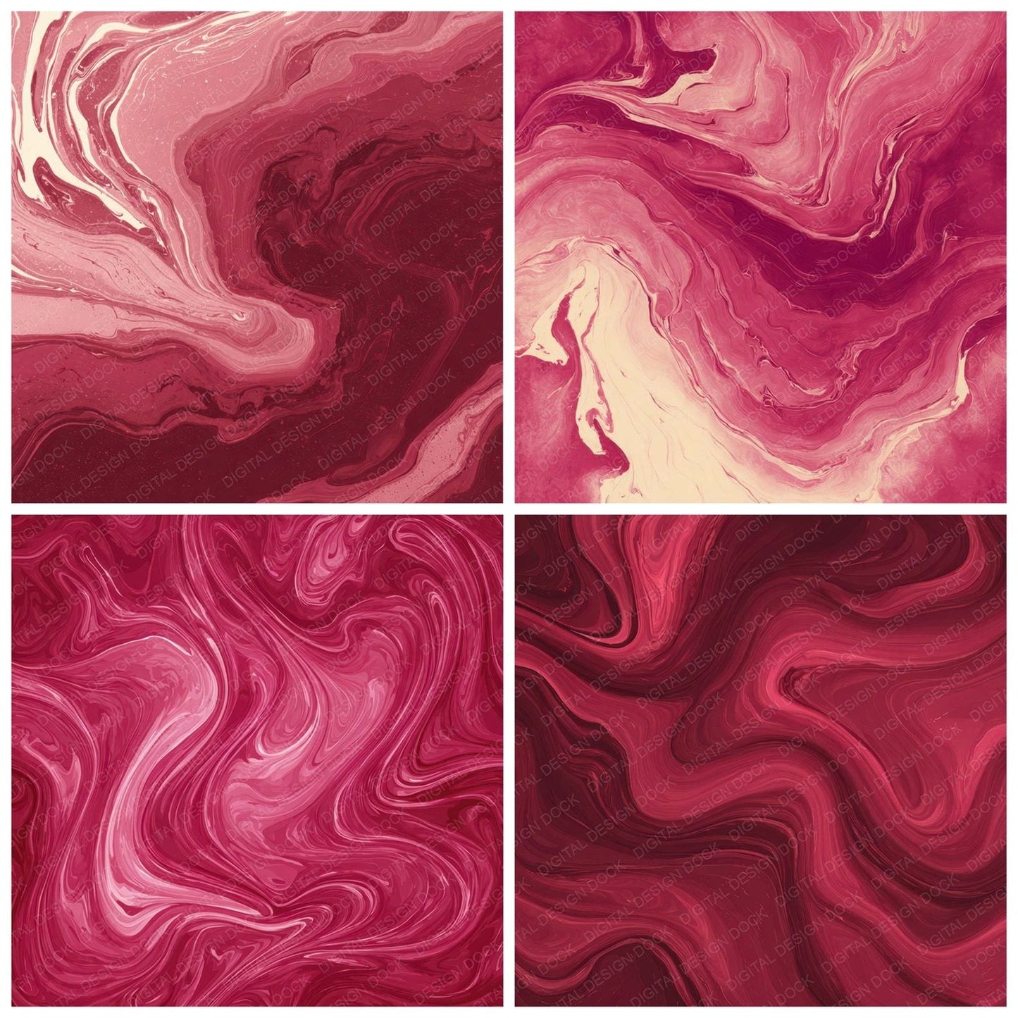 Red Ink Marbling Digital Paper Pack (DDD008514)