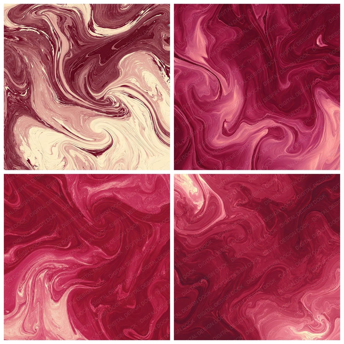Red Ink Marbling Digital Paper Pack (DDD008514)