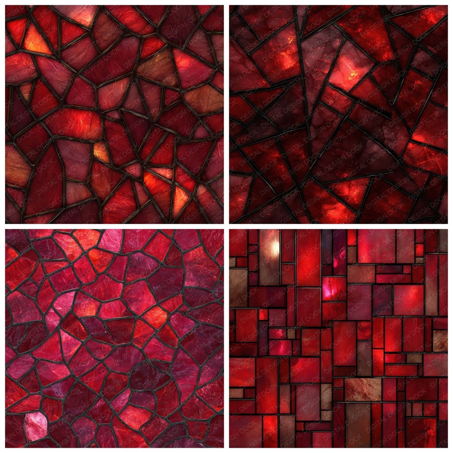 Red Stained Glass Digital Paper Pack (DDD008516)