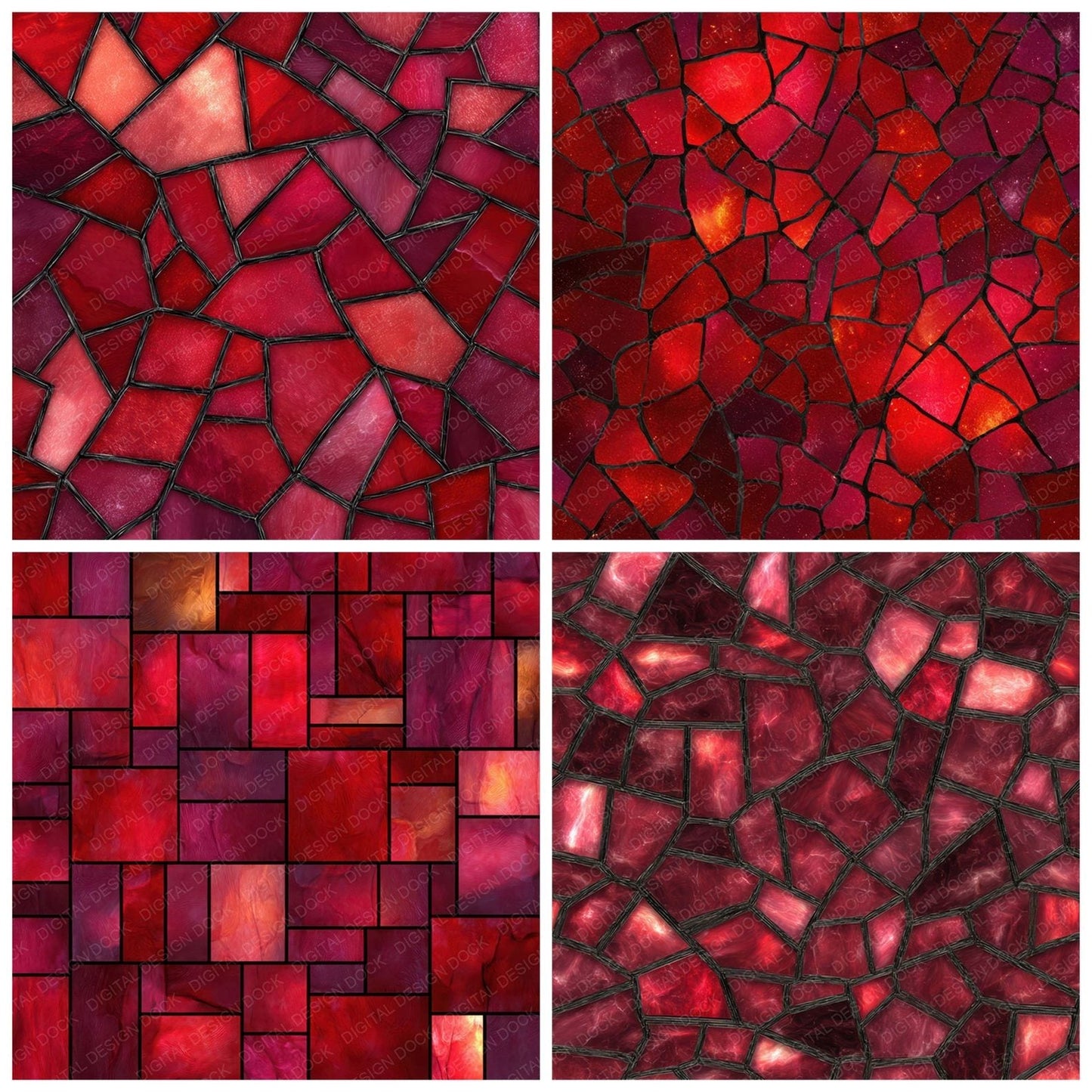 Red Stained Glass Digital Paper Pack (DDD008516)