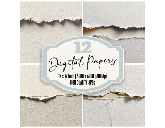 Torn Edge digital paper pack designed for background pages in junk journaling and paper craft projects