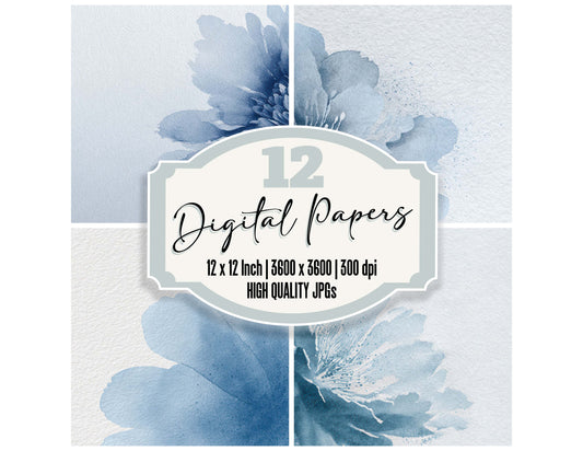 Watercolor Bloom Minimal digital paper pack designed for background pages in junk journaling and paper craft projects