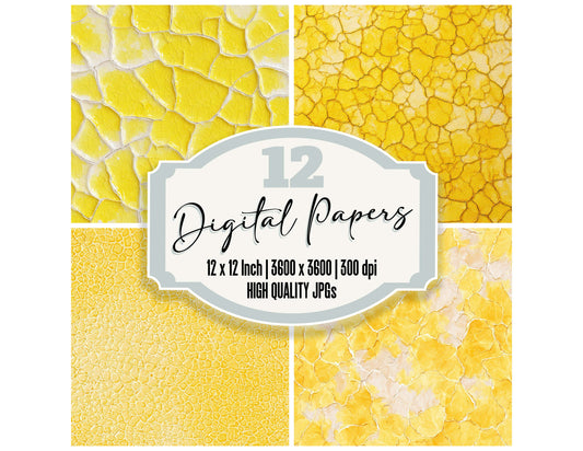 Yellow Ceramic Glaze digital paper pack designed for background pages in junk journaling and paper craft projects