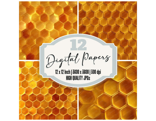 Yellow Honeycomb Wax digital paper pack designed for background pages in junk journaling and paper craft projects