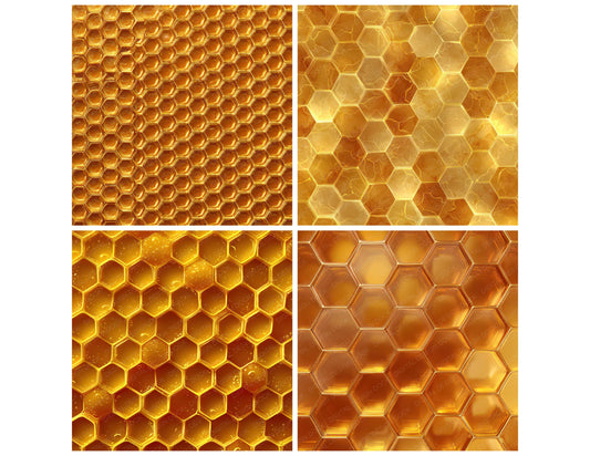 Preview layout showing Yellow Honeycomb Wax papers arranged as background pages for junk journals and mixed media crafts