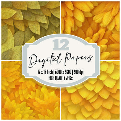 Yellow Petal Texture Digital Paper Pack (DDD008524)