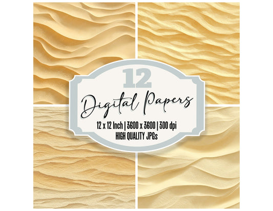 Yellow Sand Ripples digital paper pack designed for background pages in junk journaling and paper craft projects