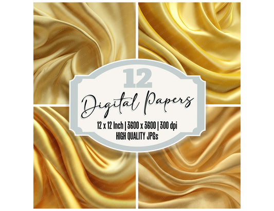 Yellow Silk Fabric digital paper pack designed for background pages in junk journaling and paper craft projects