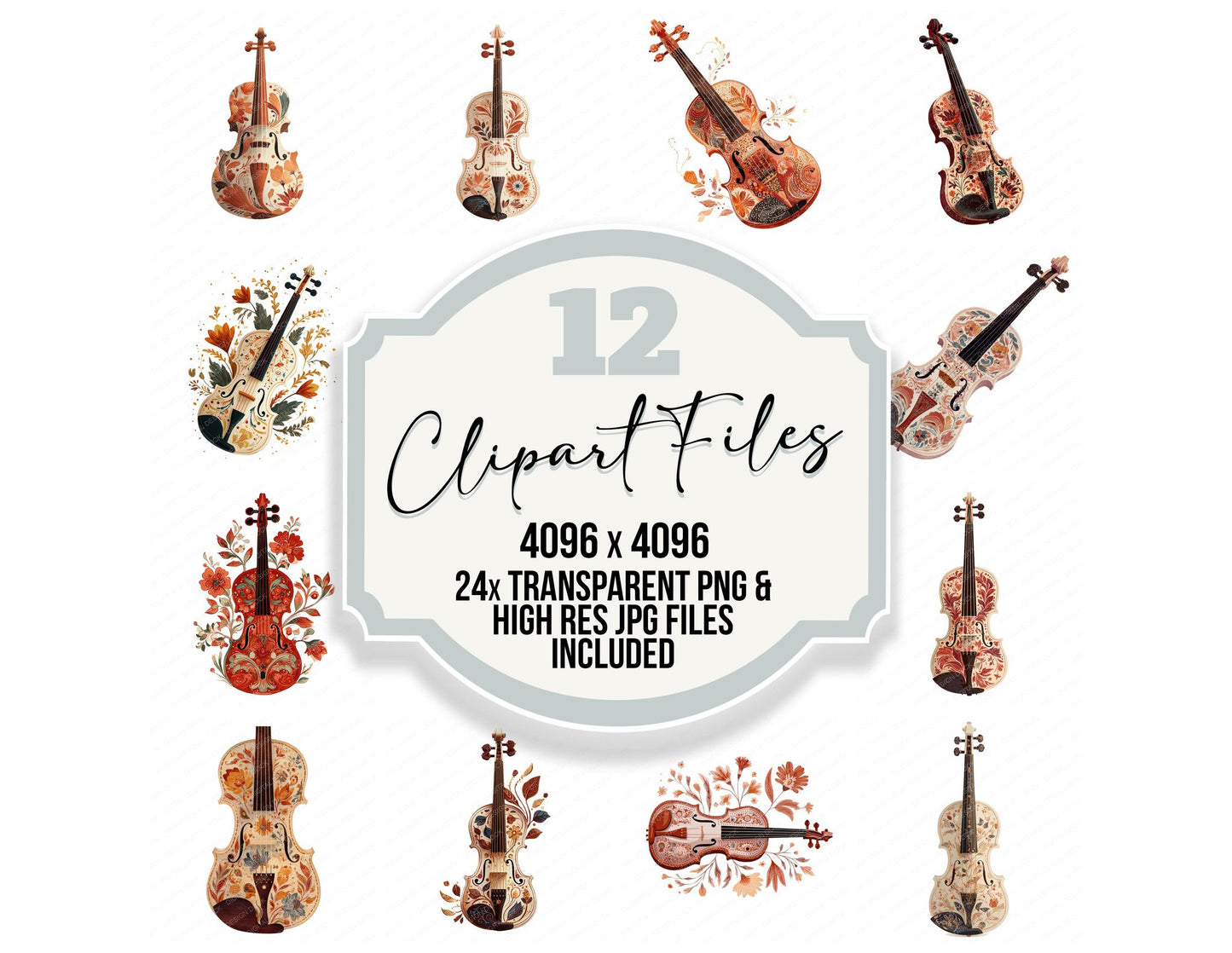 Folk Art Violin Clipart Set (DDD008533)