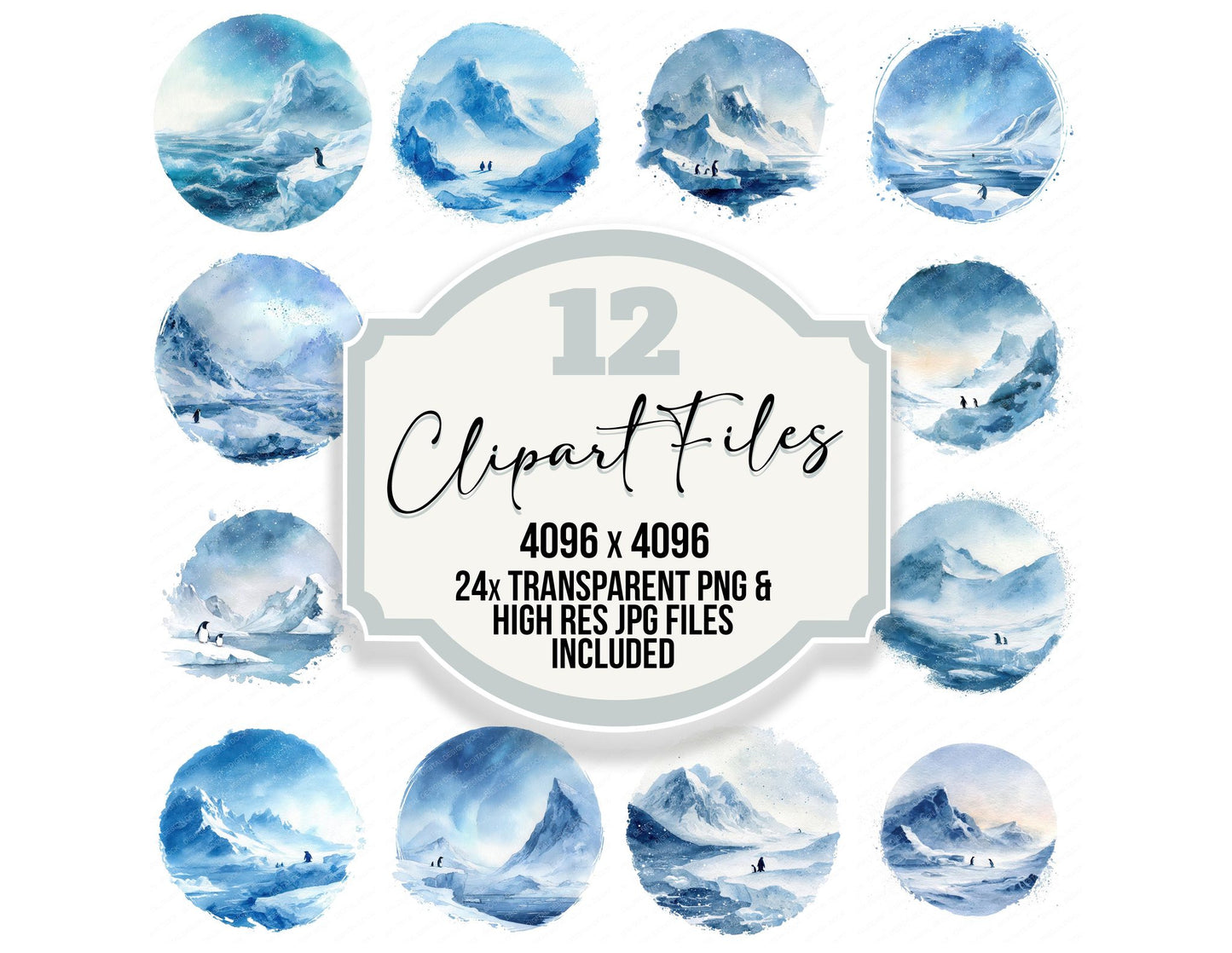 Watercolour Arctic Circle Clipart Set (DDD008534)
