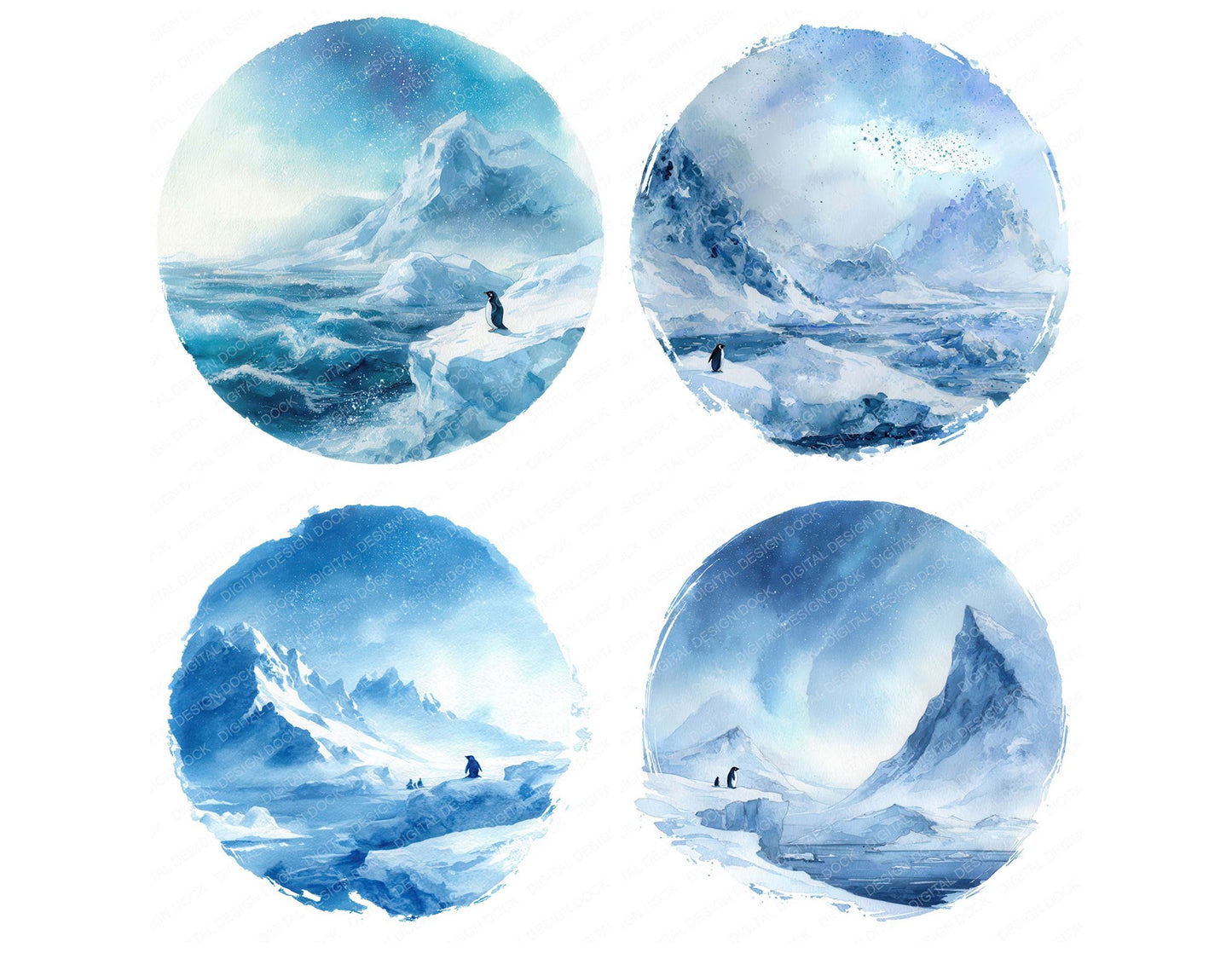 Watercolour Arctic Circle Clipart Set (DDD008534)