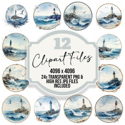 Watercolour Marine Circle Clipart Set (DDD008542)