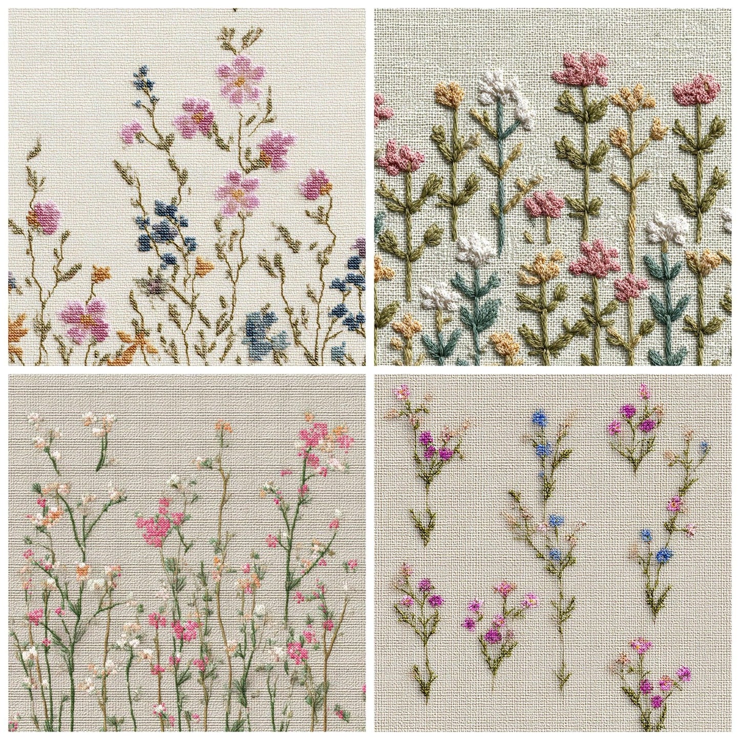 Cross Stitch Wildflowers Digital Paper Pack (DDD008550)