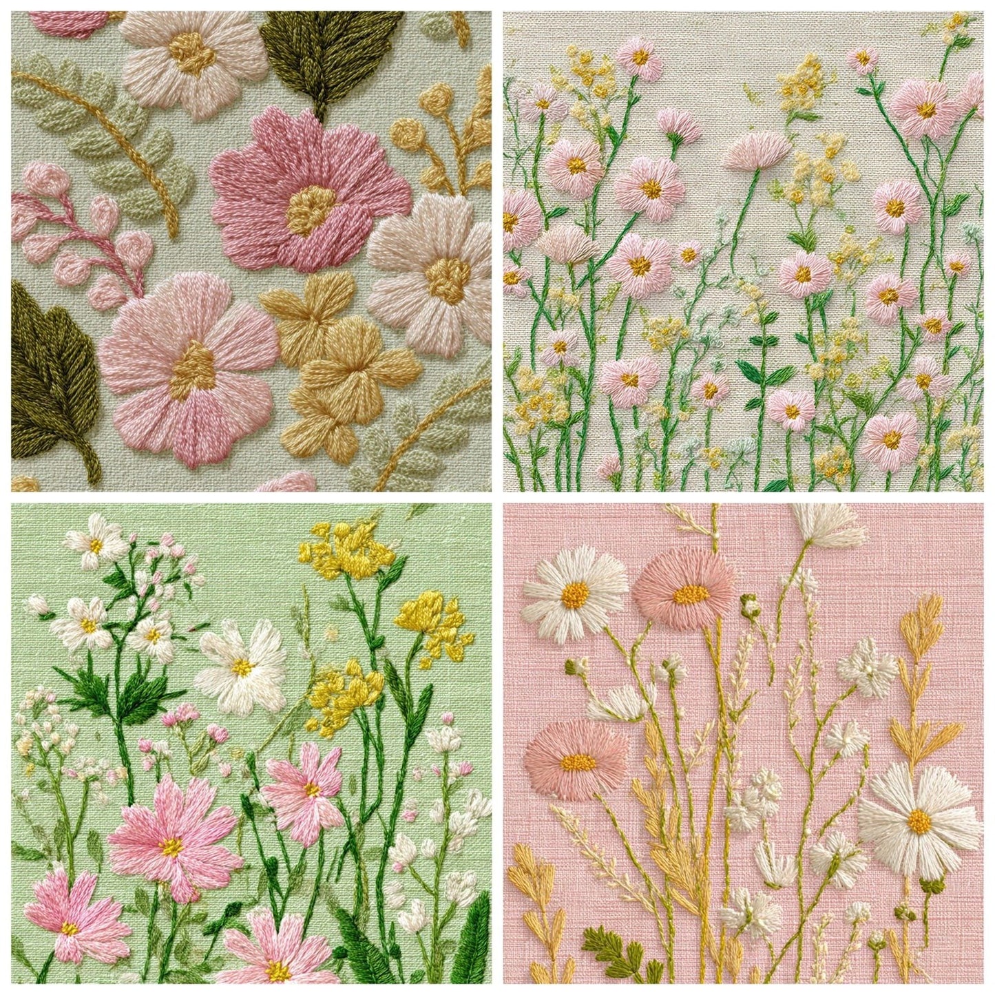Embroidered Wildflowers Digital Paper Pack (DDD008552)