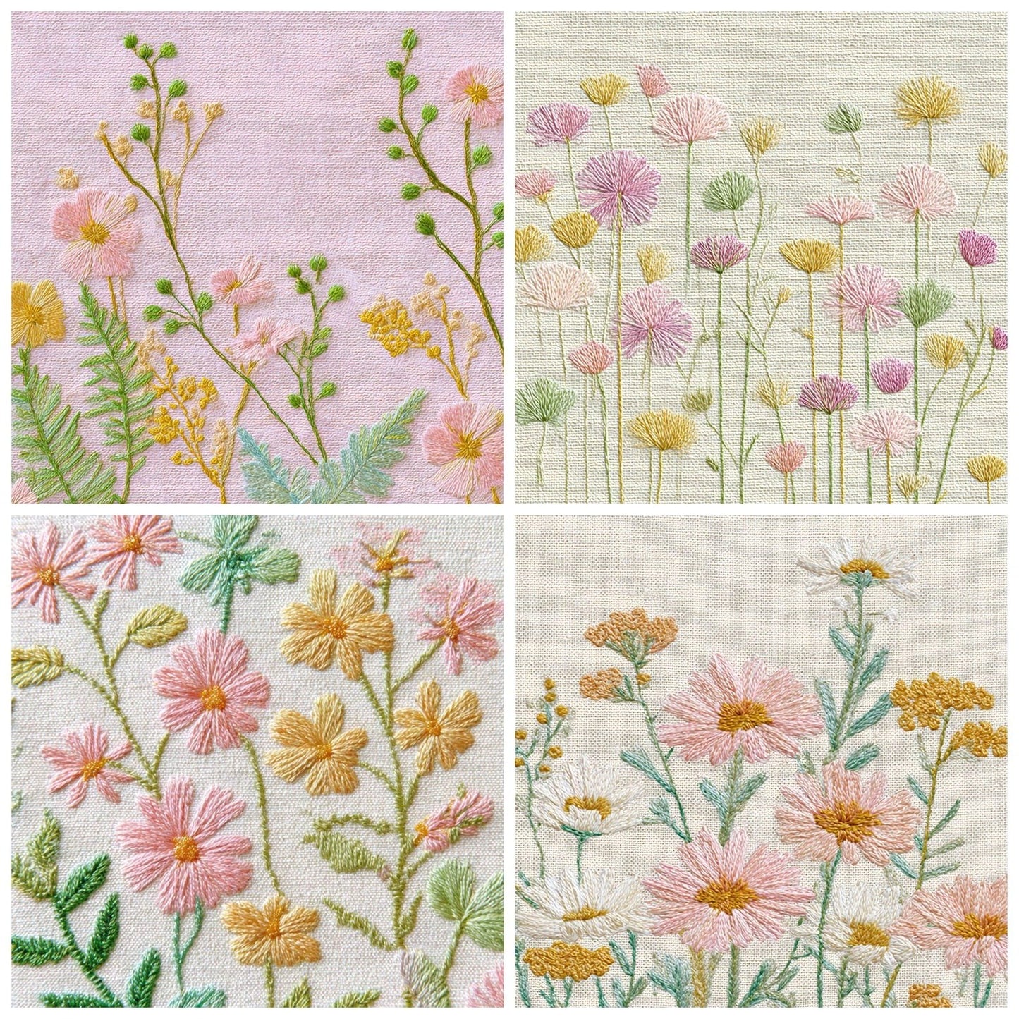 Embroidered Wildflowers Digital Paper Pack (DDD008552)