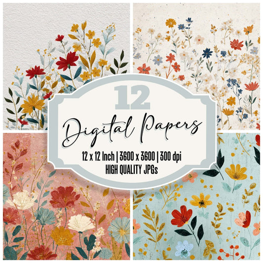 Folk Art Wildflowers Digital Paper Pack (DDD008553)
