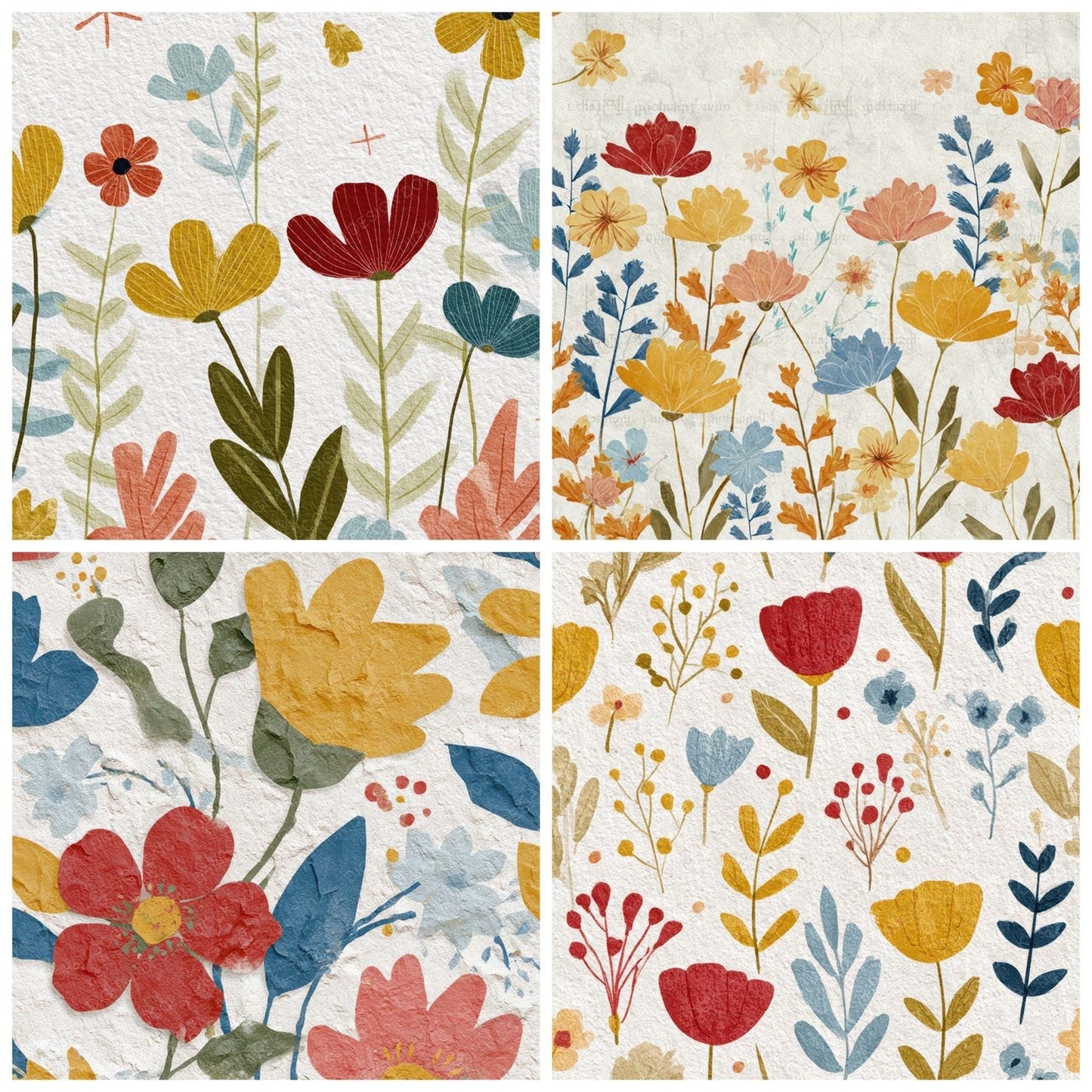 Folk Art Wildflowers Digital Paper Pack (DDD008553)