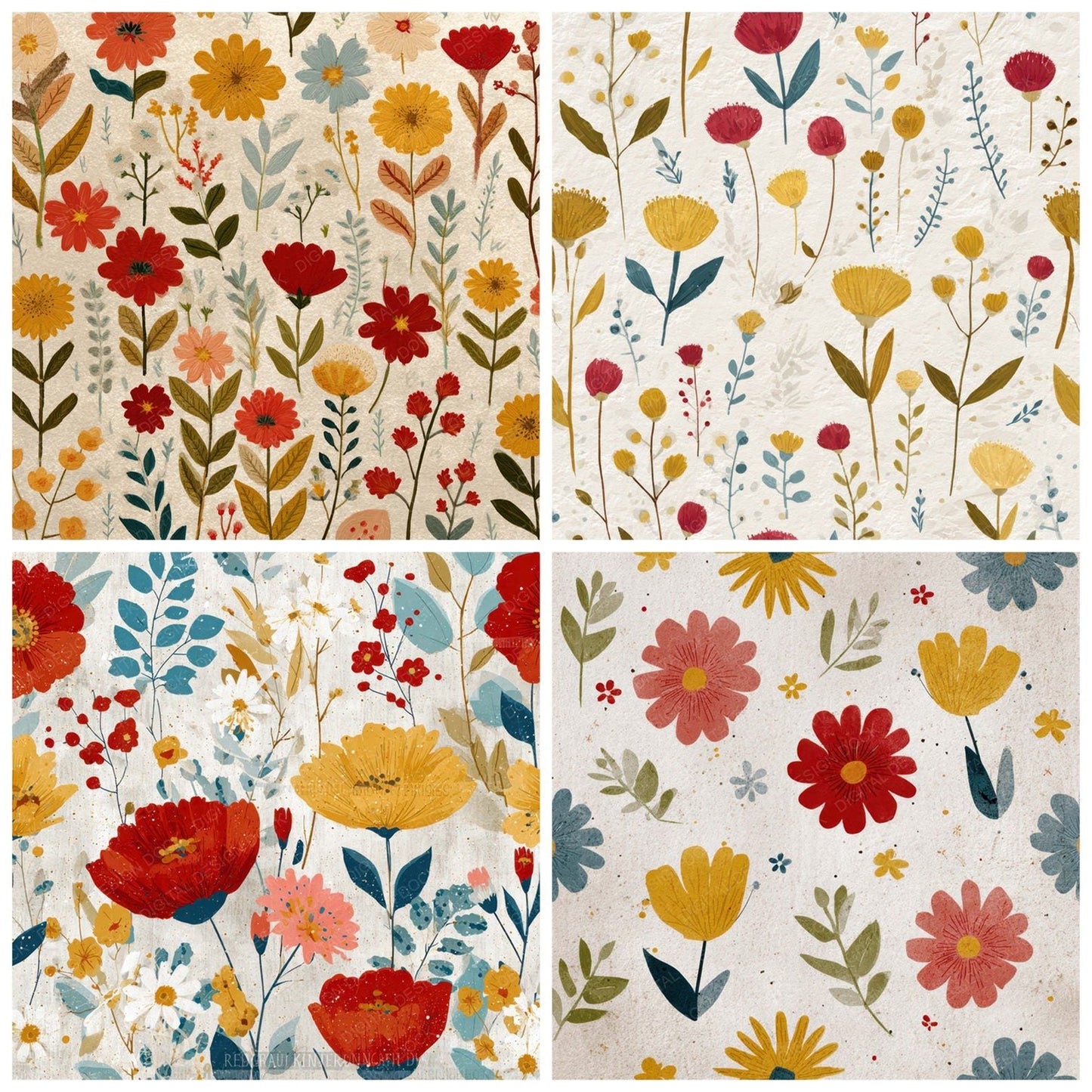 Folk Art Wildflowers Digital Paper Pack (DDD008553)
