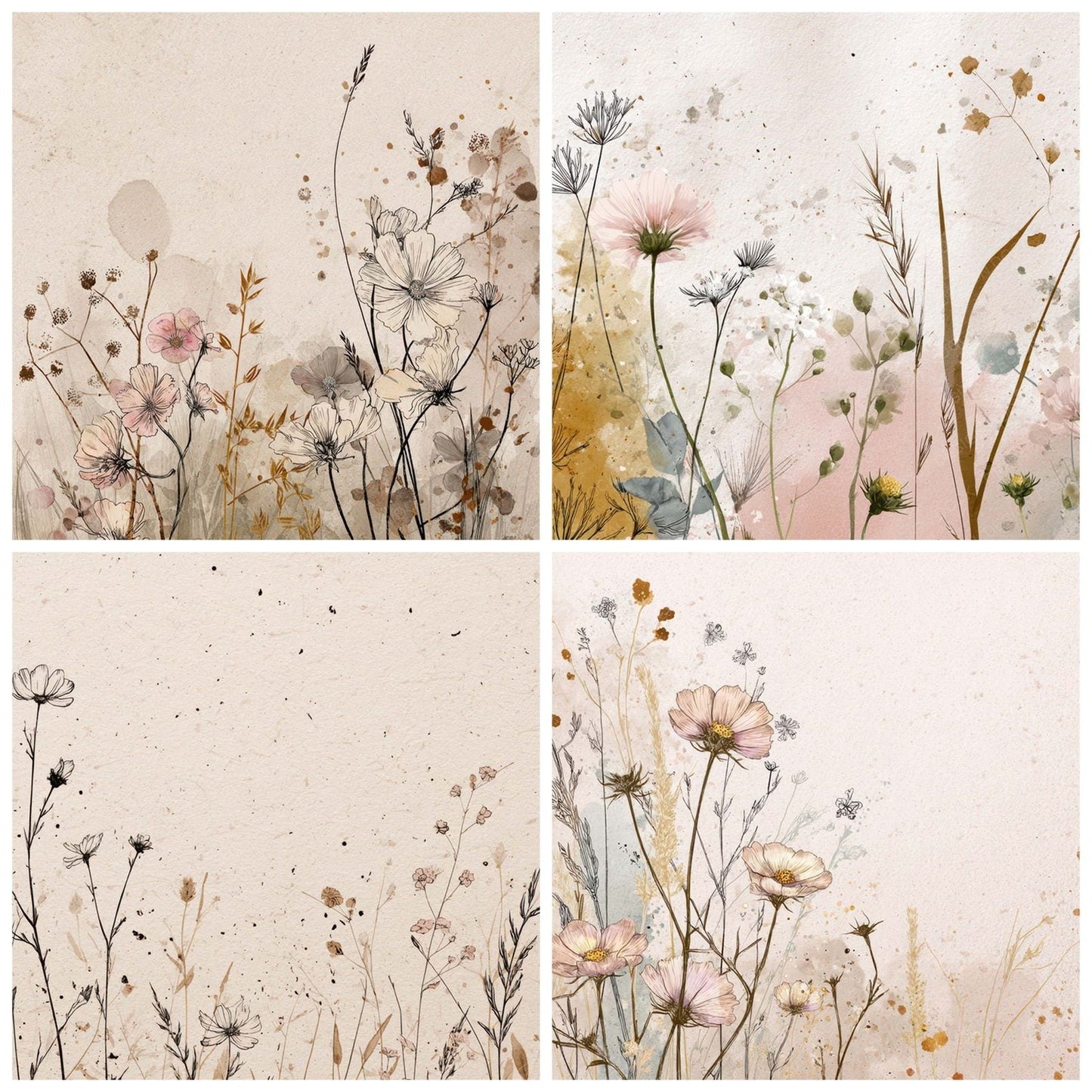 Ink Wildflower Paper Digital Paper Pack (DDD008555)