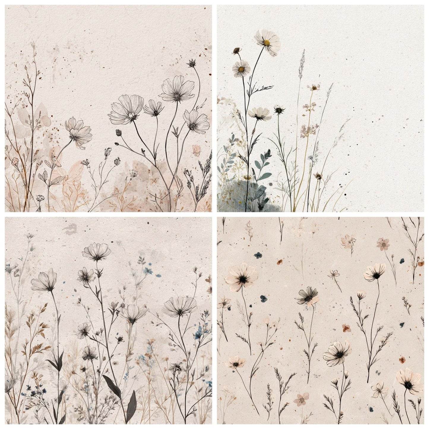 Ink Wildflower Paper Digital Paper Pack (DDD008555)