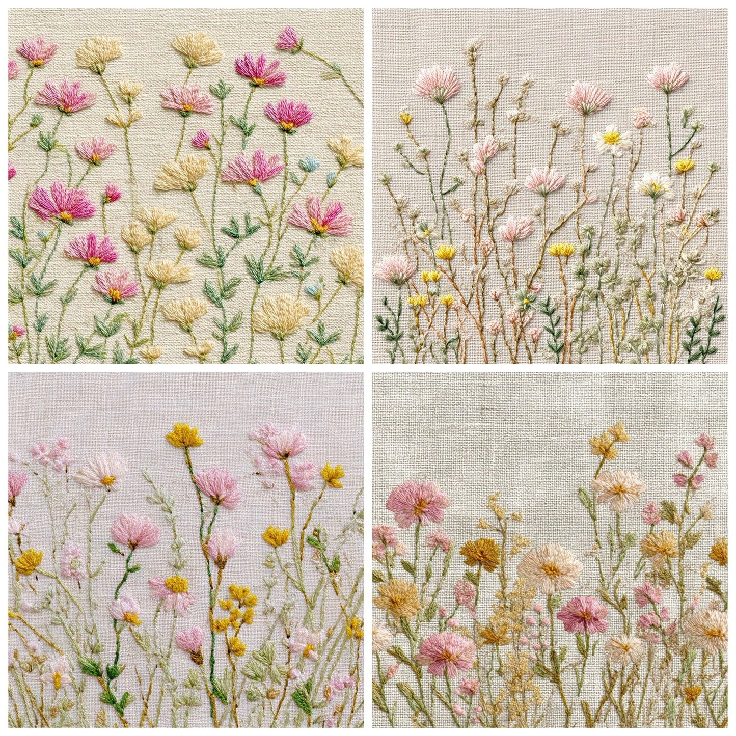 Linen Embroidered Wildflowers Digital Paper Pack (DDD008556)