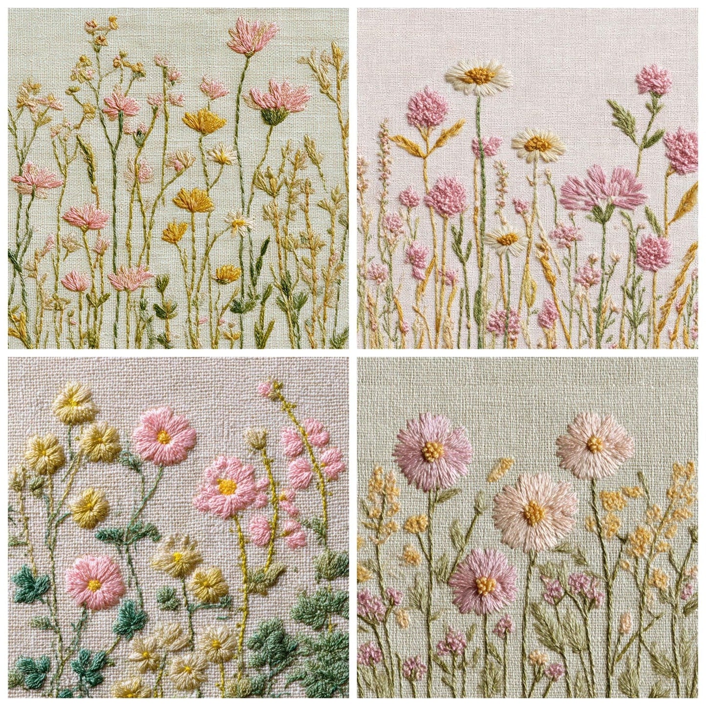 Linen Embroidered Wildflowers Digital Paper Pack (DDD008556)