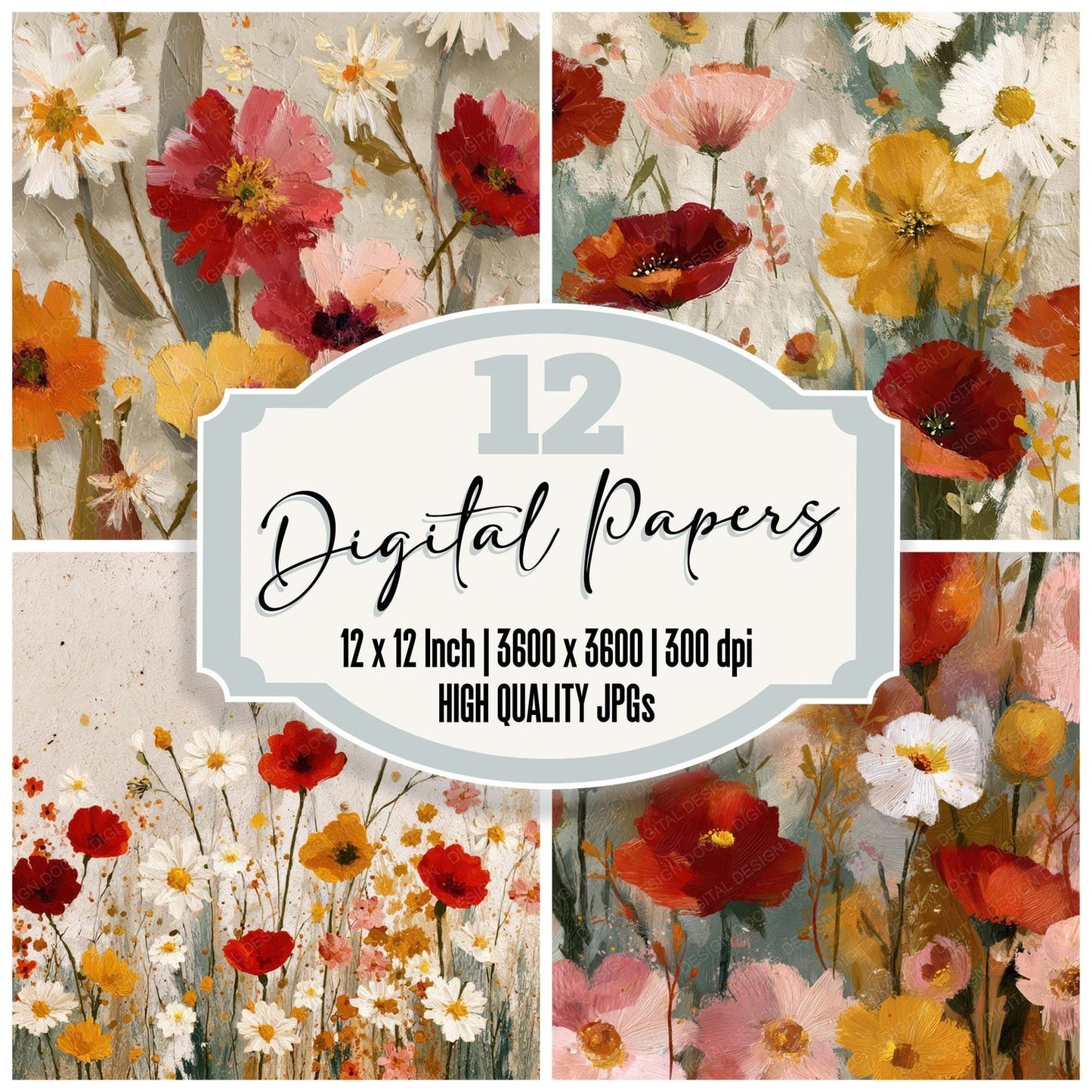 Painterly Wildflower Paper Digital Paper Pack (DDD008558)