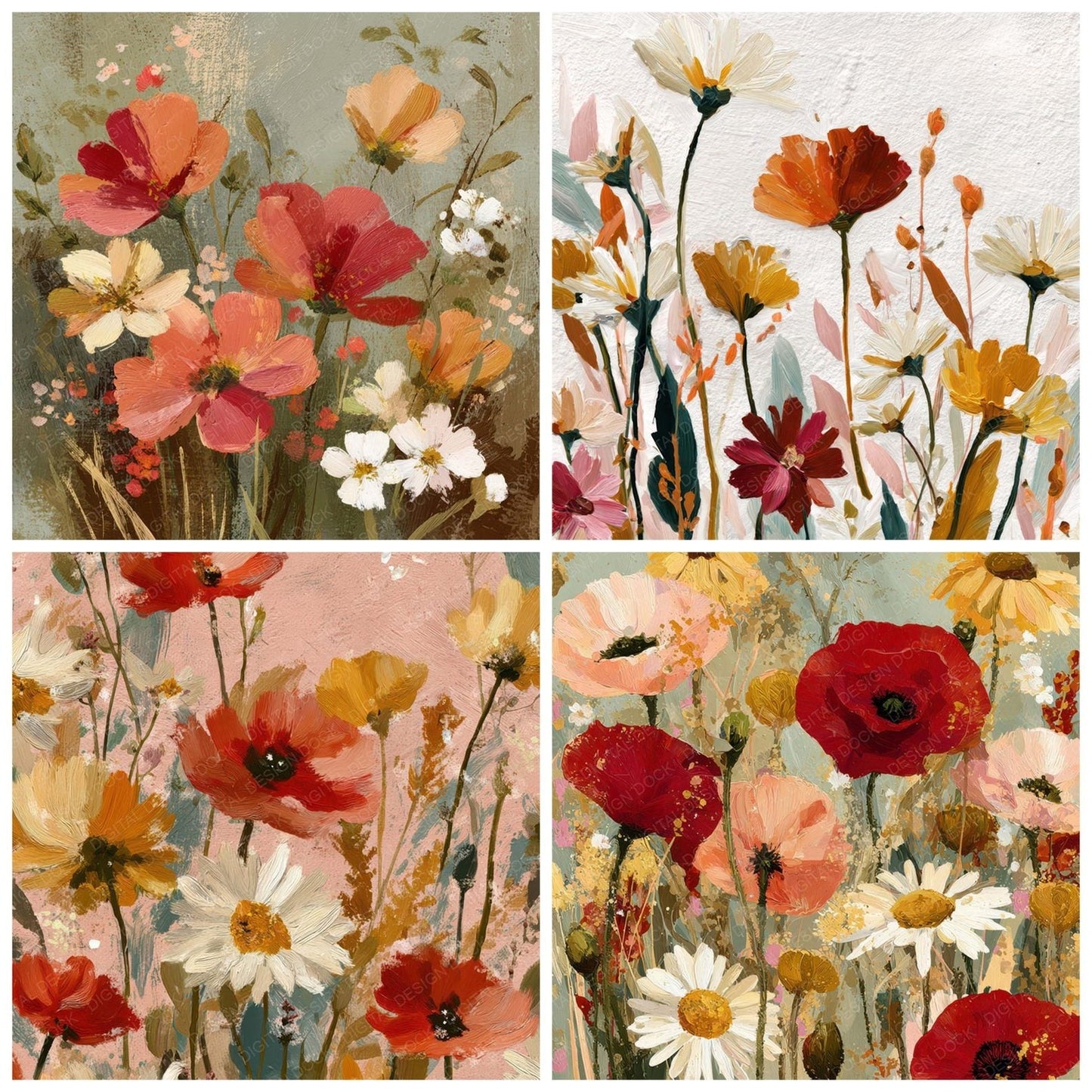 Painterly Wildflower Paper Digital Paper Pack (DDD008558)