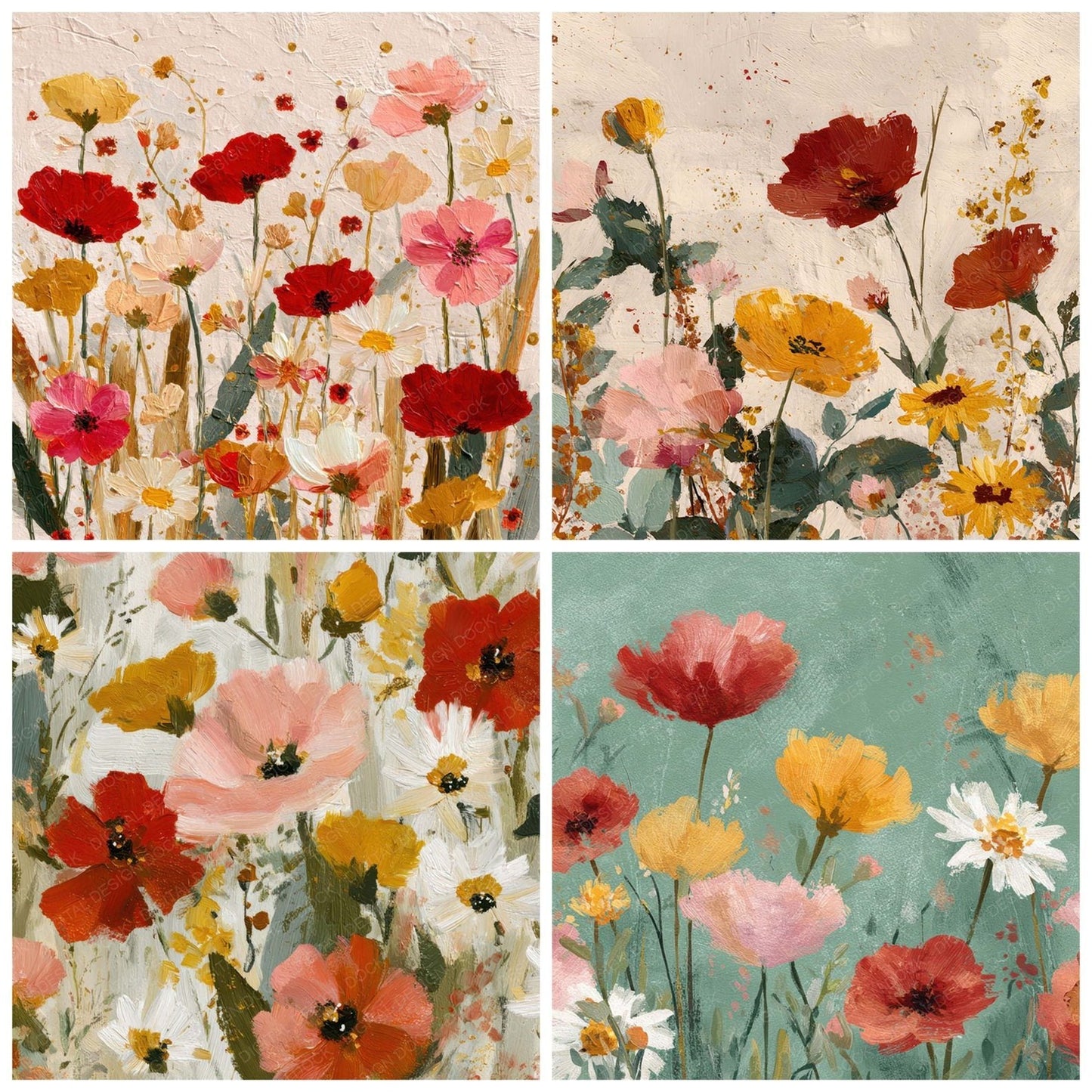 Painterly Wildflower Paper Digital Paper Pack (DDD008558)