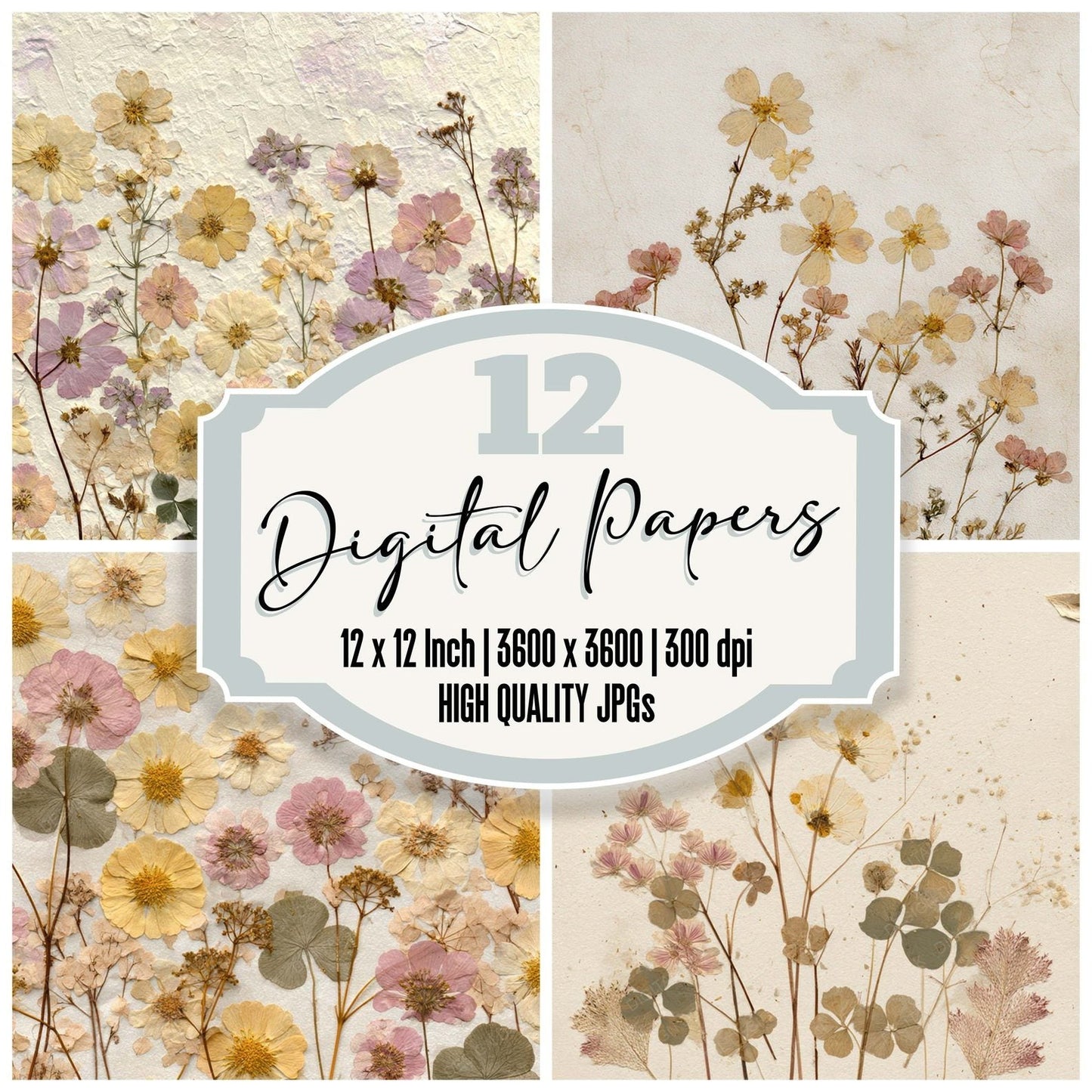Pressed Herbarium Wildflowers Digital Paper Pack (DDD008560)