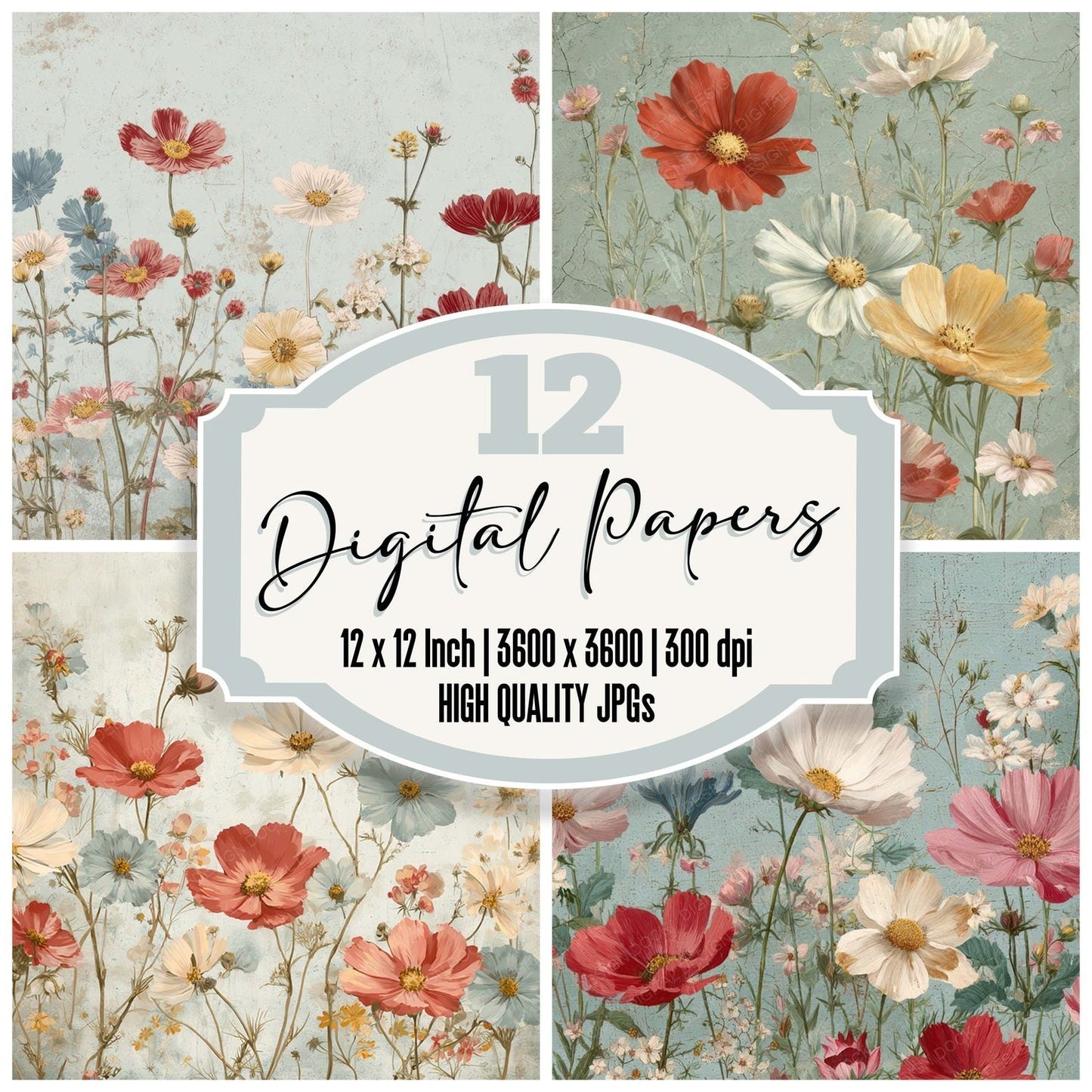 Seed Packet Wildflowers Digital Paper Pack (DDD008561)