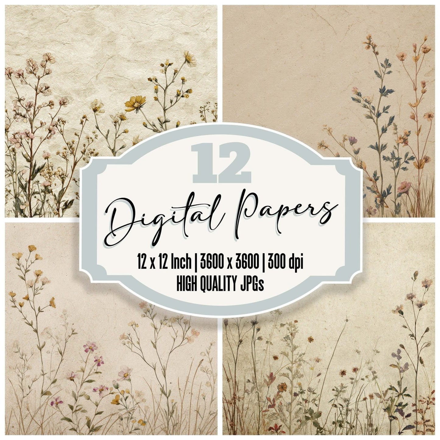 Vintage Wildflower Paper Digital Paper Pack (DDD008564)