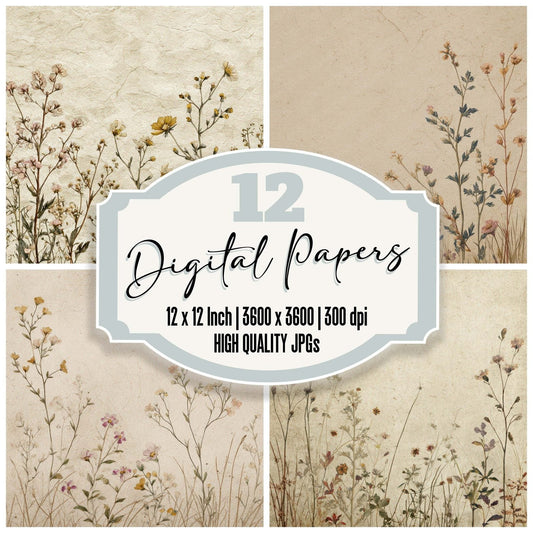 Vintage Wildflower Paper Digital Paper Pack (DDD008564)