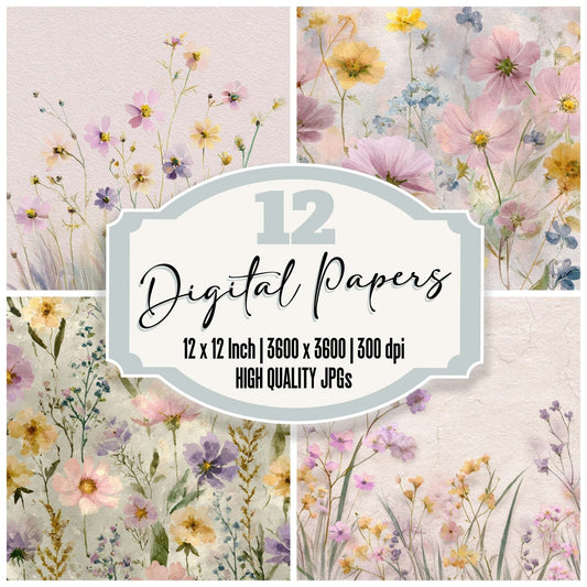 Watercolor Wildflowers Digital Paper Pack (DDD008565)