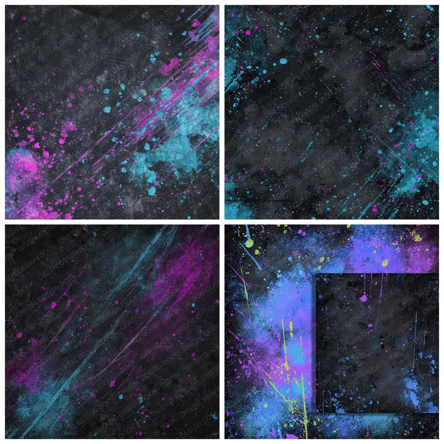 Cyan Violet Grunge Digital Paper Pack (DDD008568)