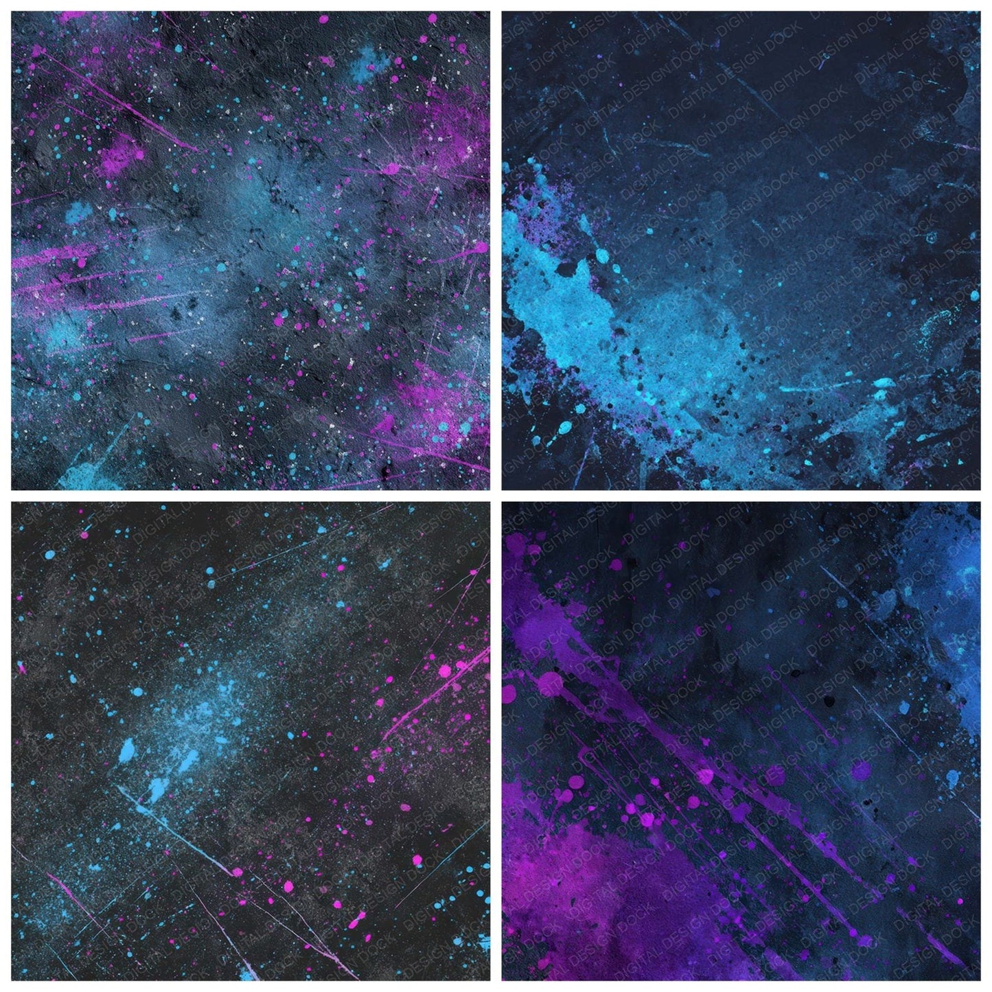 Cyan Violet Grunge Digital Paper Pack (DDD008568)