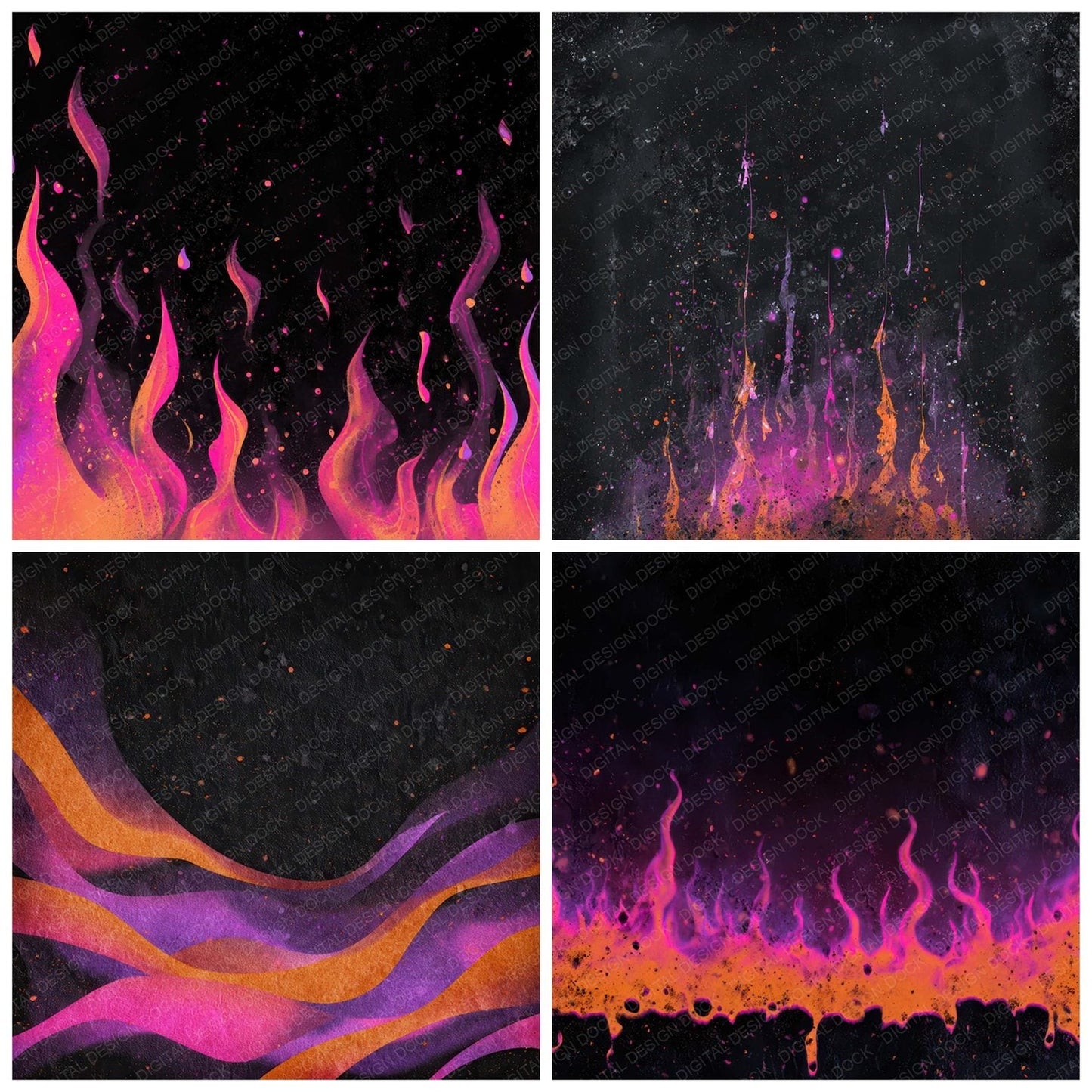 Neon Flame Grunge Digital Paper Pack (DDD008572)