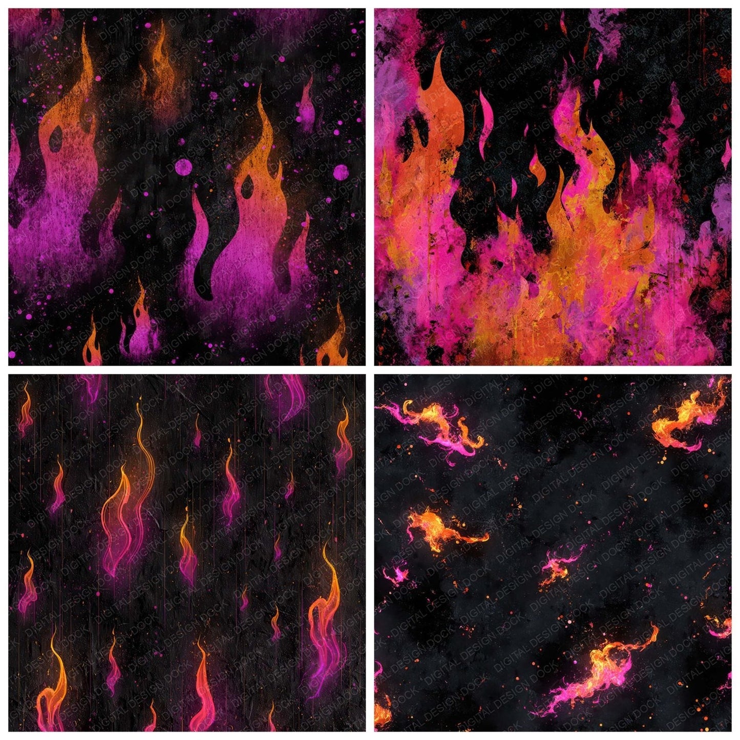 Neon Flame Grunge Digital Paper Pack (DDD008572)