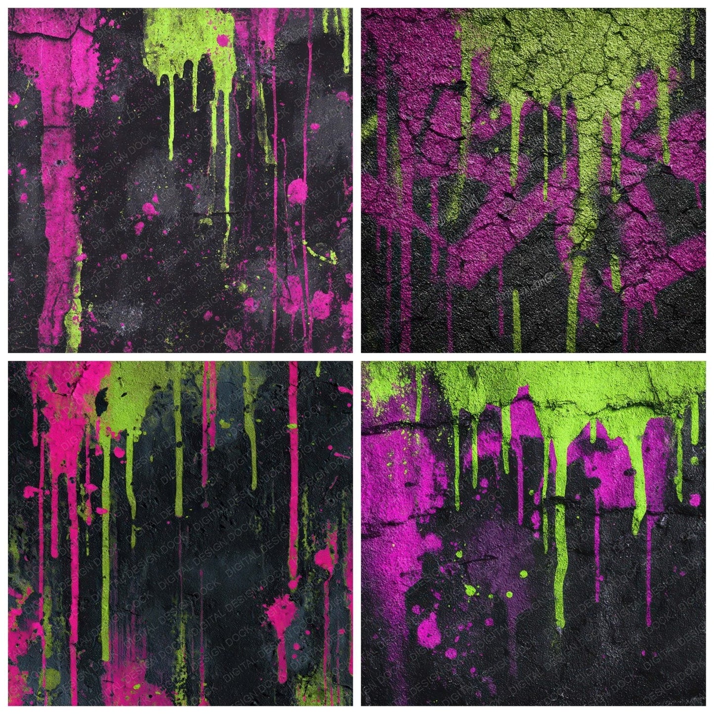Neon Graffiti Grunge Digital Paper Pack (DDD008575)