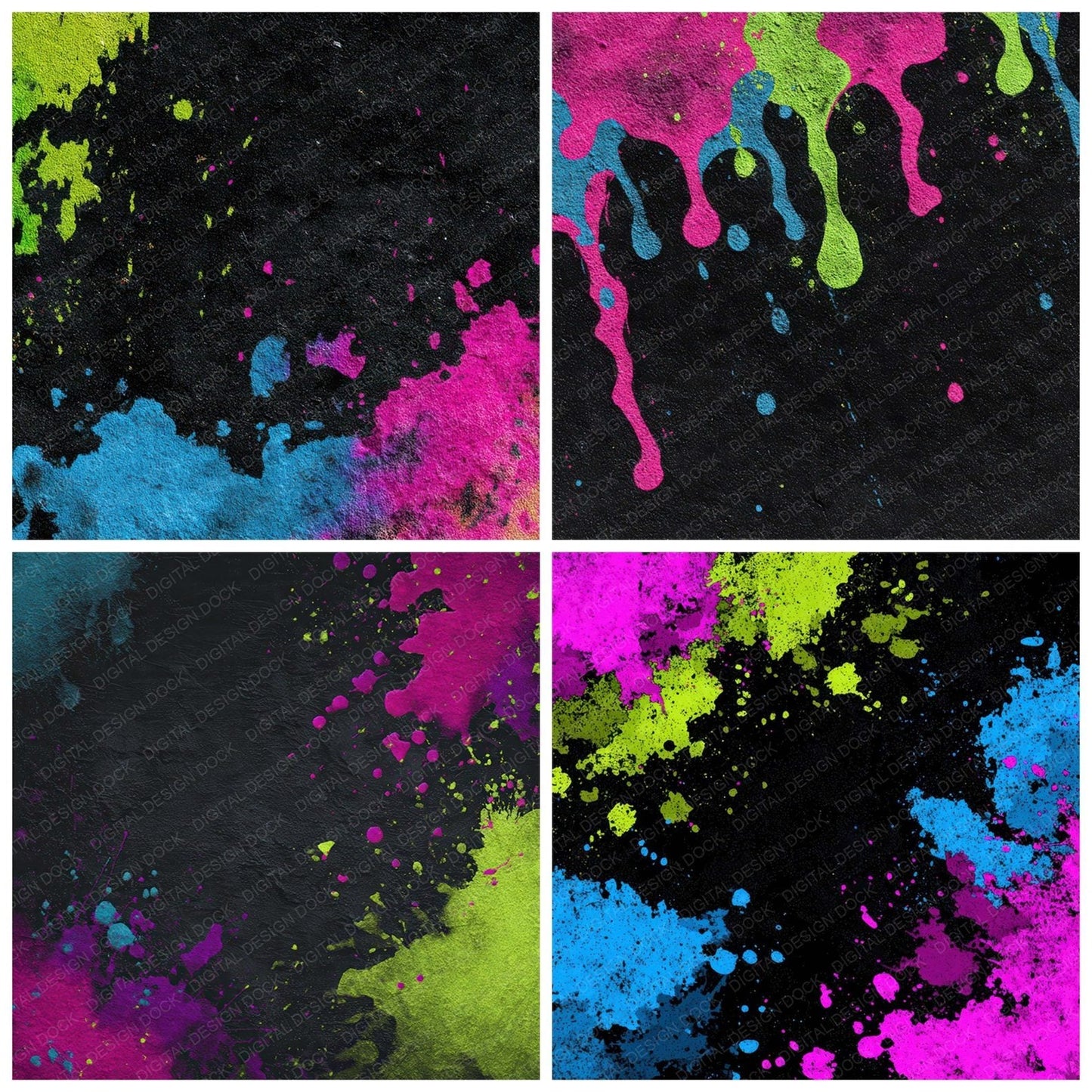 Neon Ink Grunge Digital Paper Pack (DDD008576)