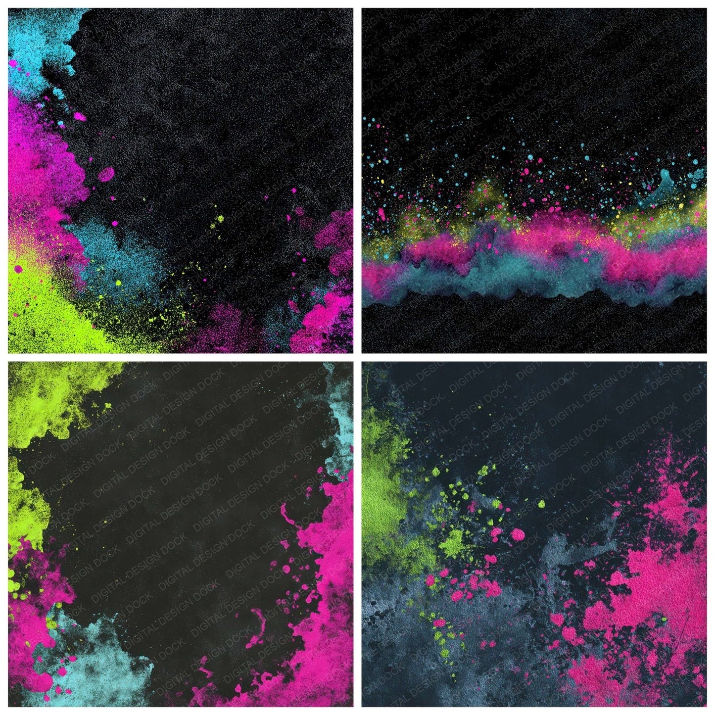 Neon Ink Grunge Digital Paper Pack (DDD008576)