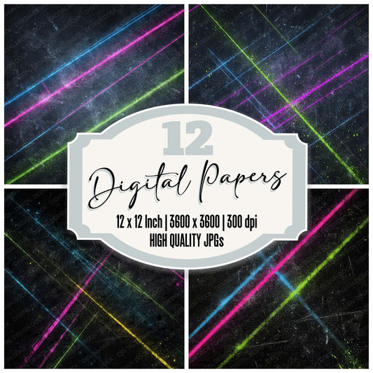 Neon Laser Grunge Digital Paper Pack (DDD008577)