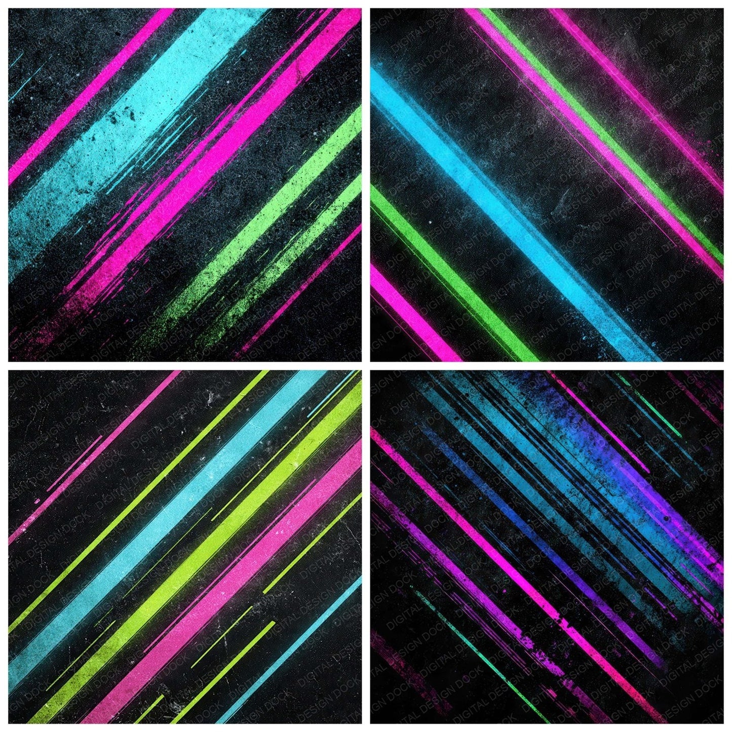 Neon Light Drag Grunge Digital Paper Pack (DDD008578)