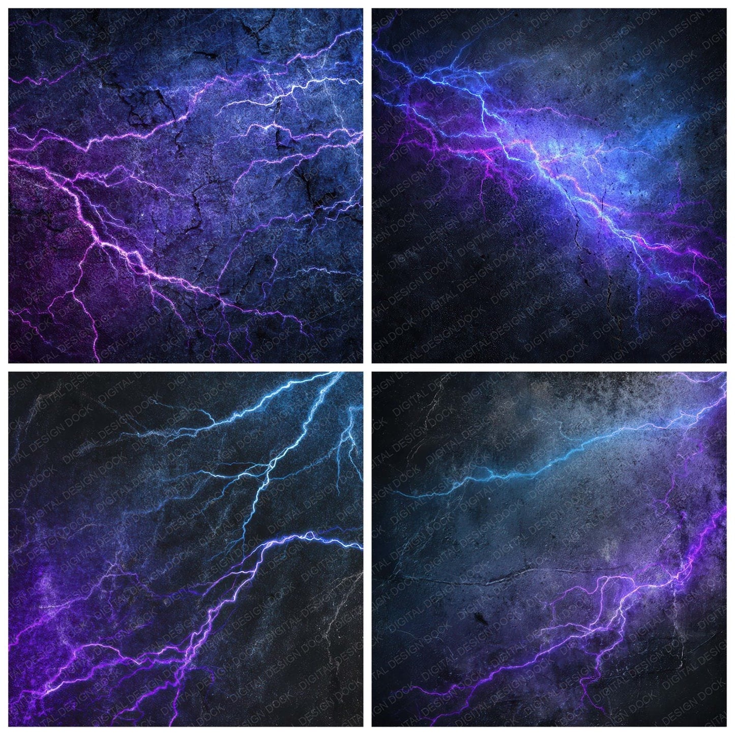 Neon Lightning Grunge Digital Paper Pack (DDD008579)
