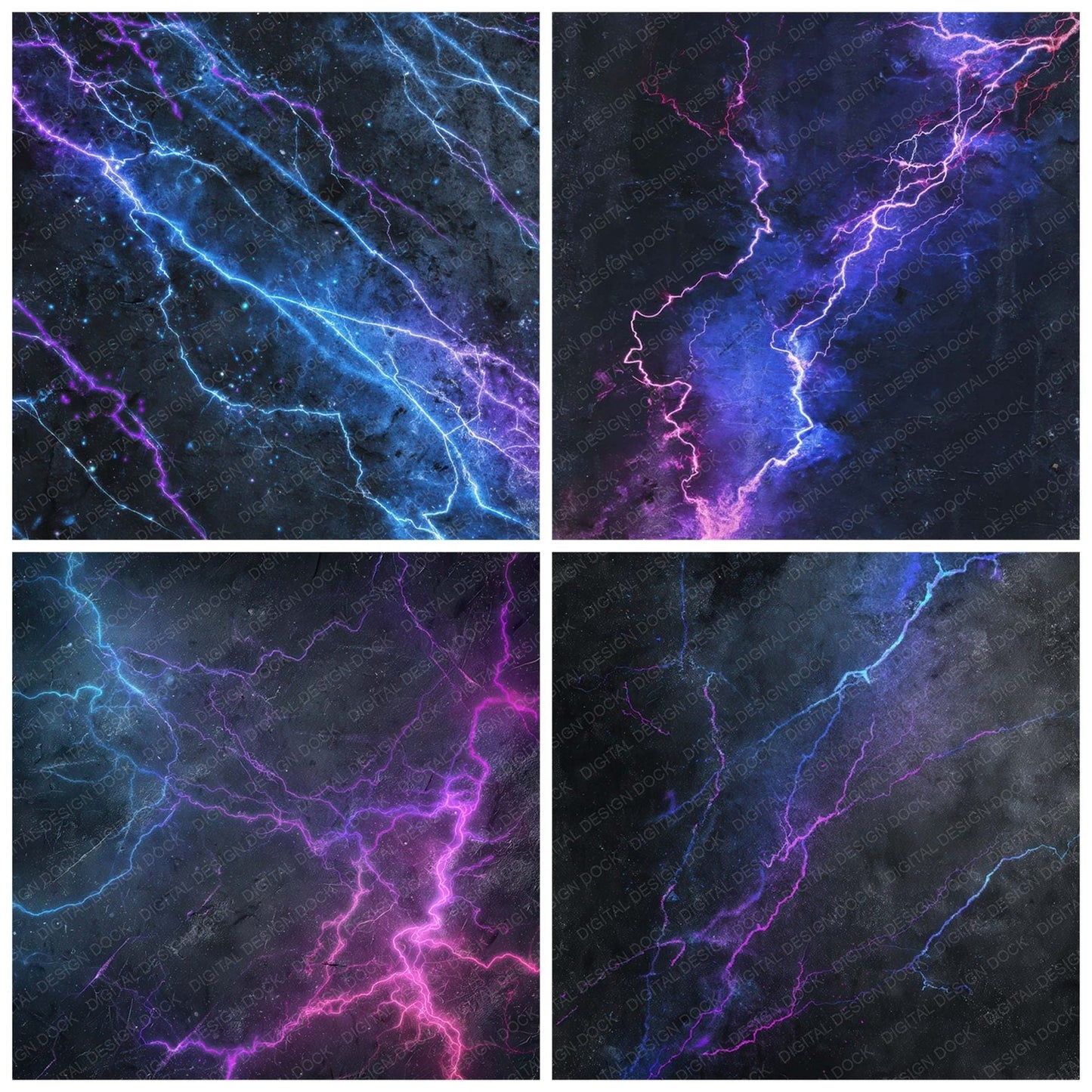 Neon Lightning Grunge Digital Paper Pack (DDD008579)