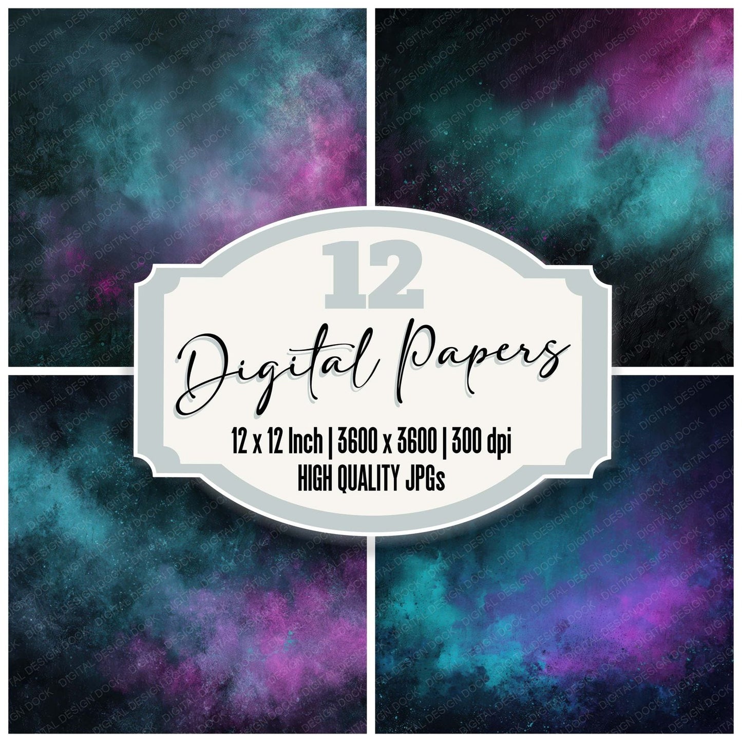 Neon Mist Grunge Digital Paper Pack (DDD008580)