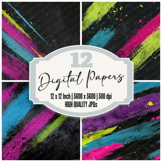 Neon Roller Grunge Digital Paper Pack (DDD008584)