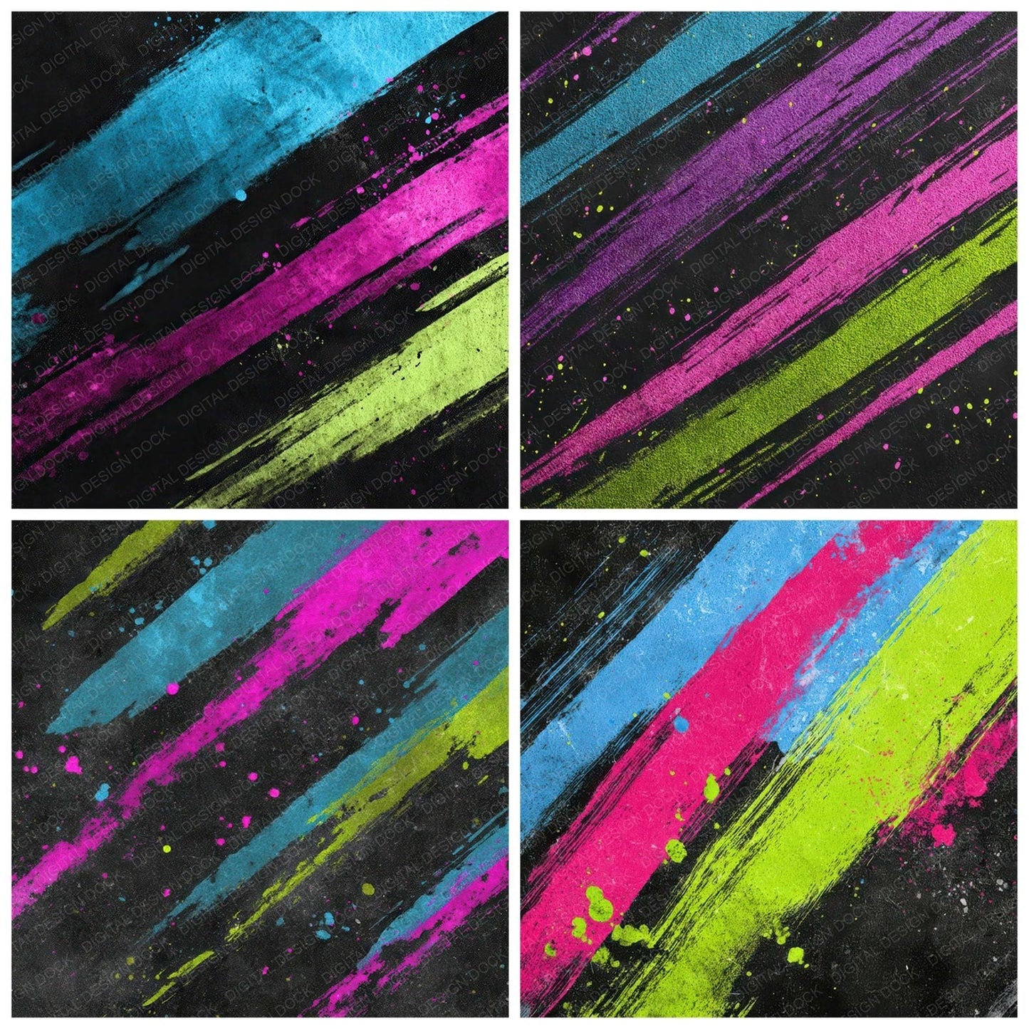 Neon Roller Grunge Digital Paper Pack (DDD008584)