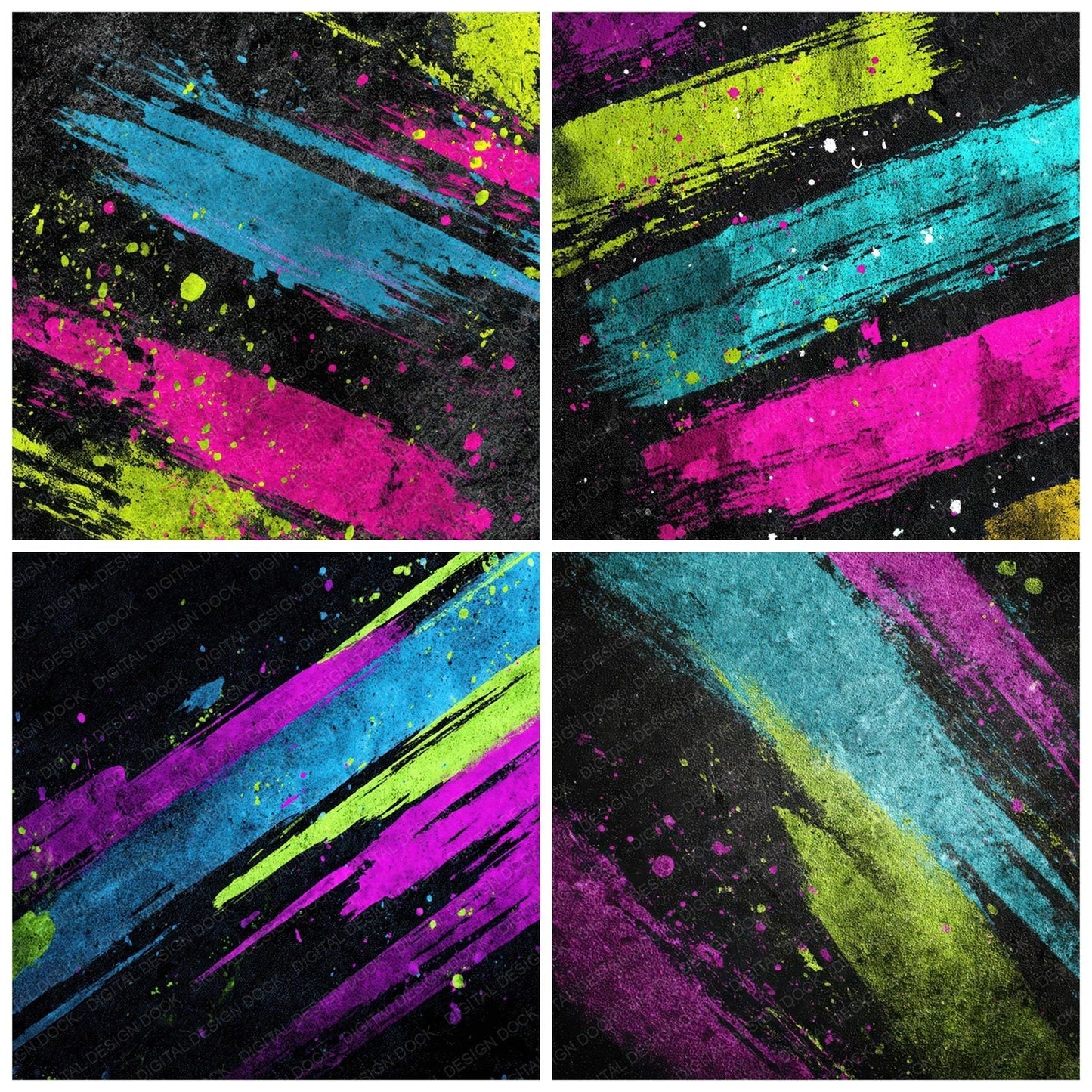 Neon Roller Grunge Digital Paper Pack (DDD008584)