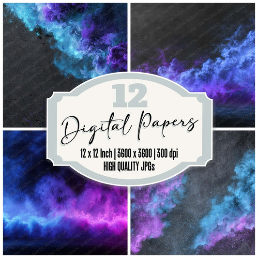 Neon Smoke Grunge Digital Paper Pack (DDD008586)